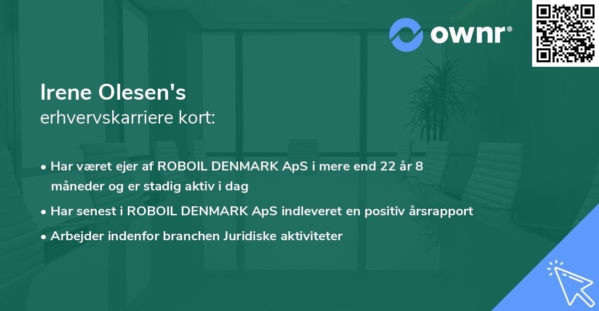 Irene Olesen's erhvervskarriere kort