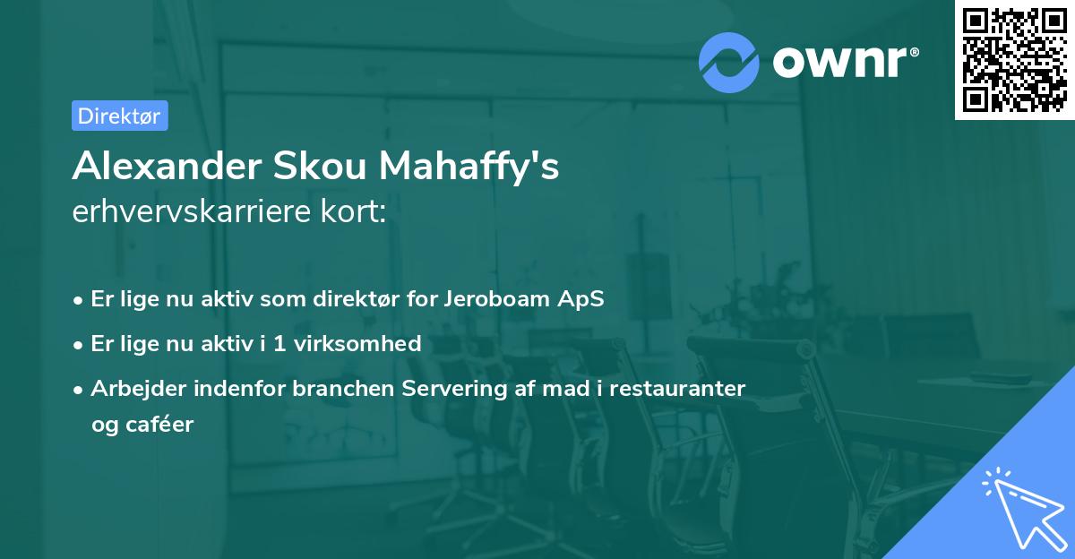Alexander Skou Mahaffy's erhvervskarriere kort
