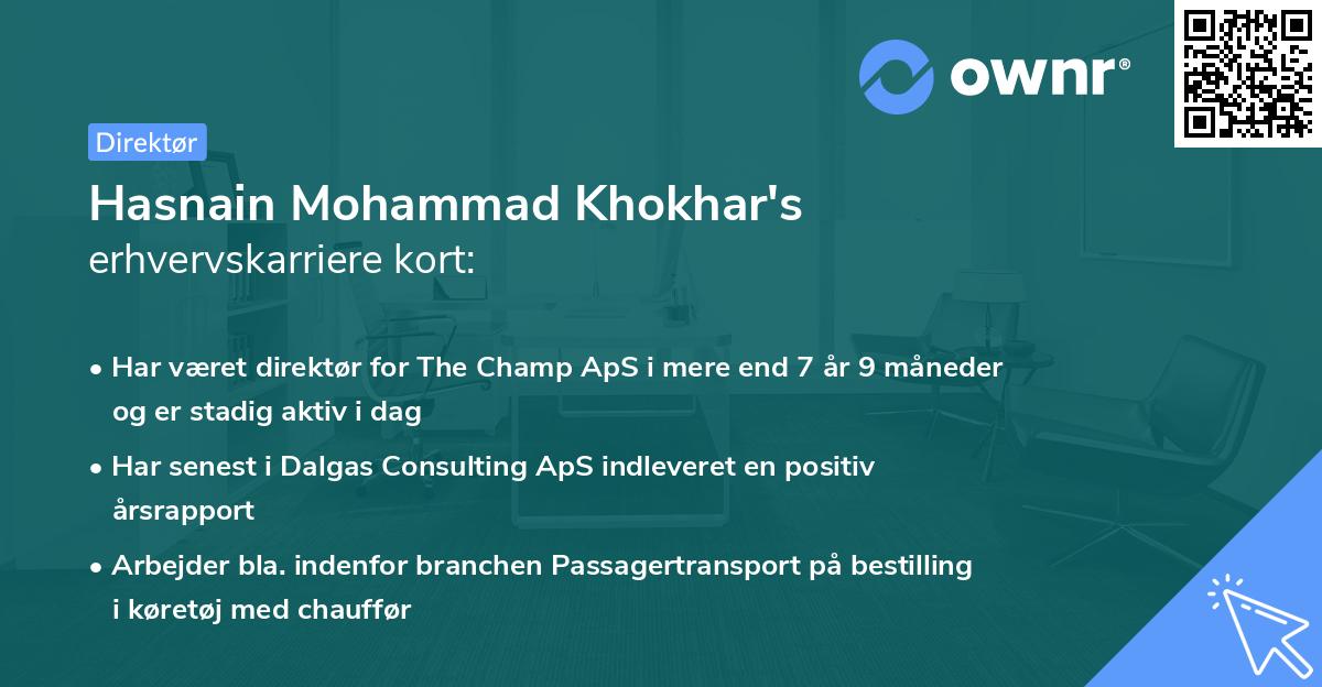 Hasnain Mohammad Khokhar's erhvervskarriere kort
