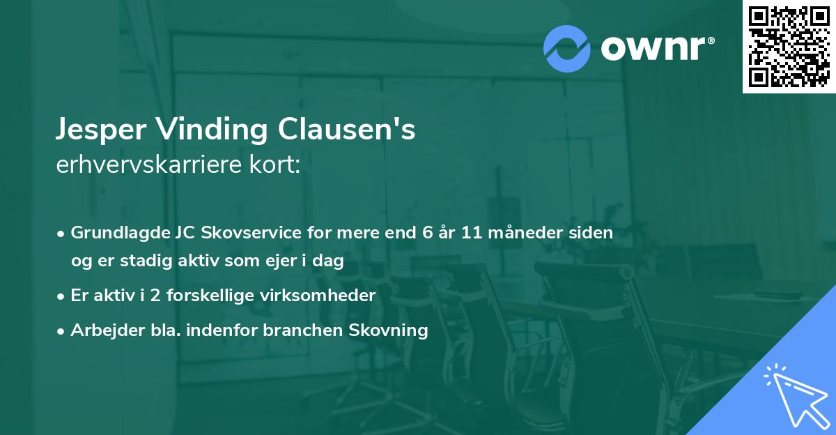Jesper Vinding Clausen's erhvervskarriere kort