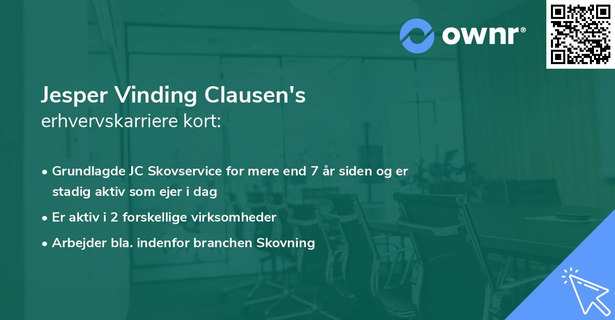 Jesper Vinding Clausen's erhvervskarriere kort