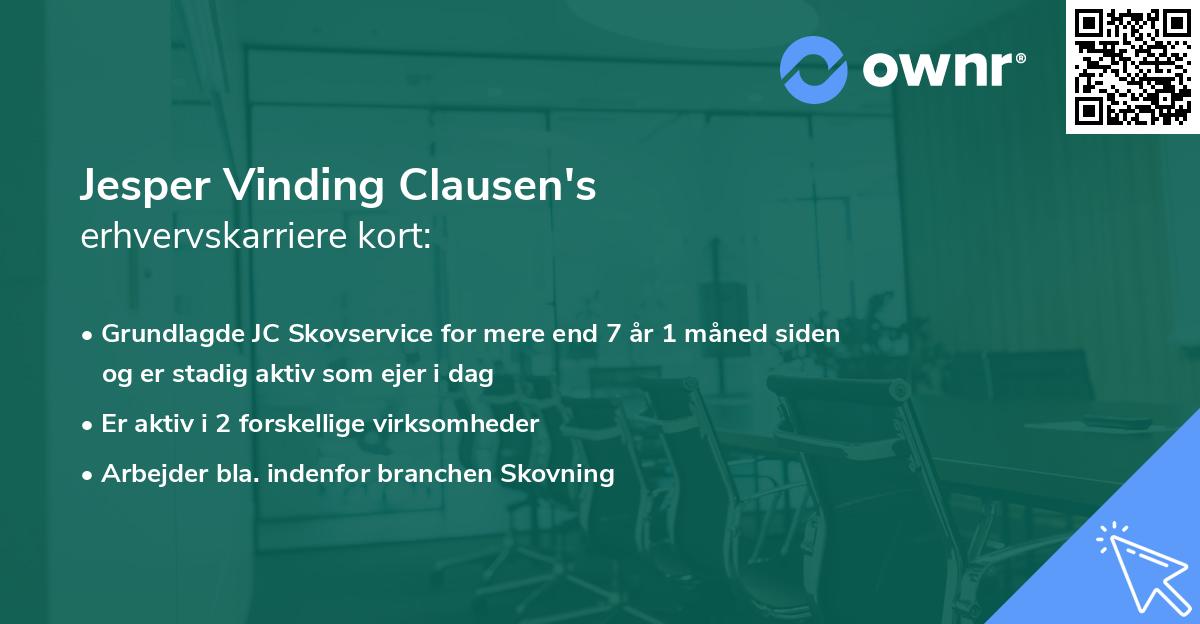 Jesper Vinding Clausen's erhvervskarriere kort