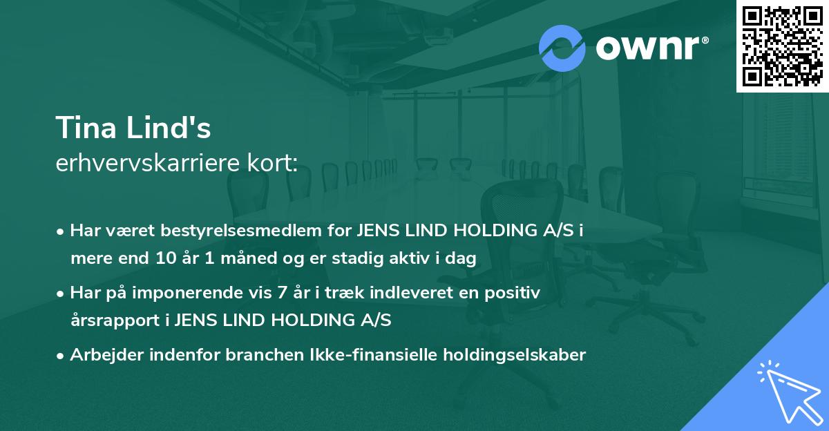 Tina Lind's erhvervskarriere kort