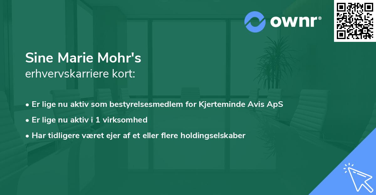 Sine Marie Mohr's erhvervskarriere kort