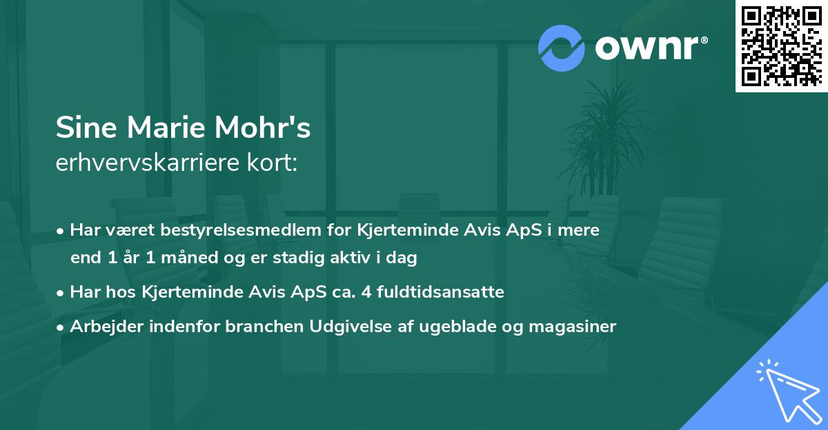 Sine Marie Mohr's erhvervskarriere kort