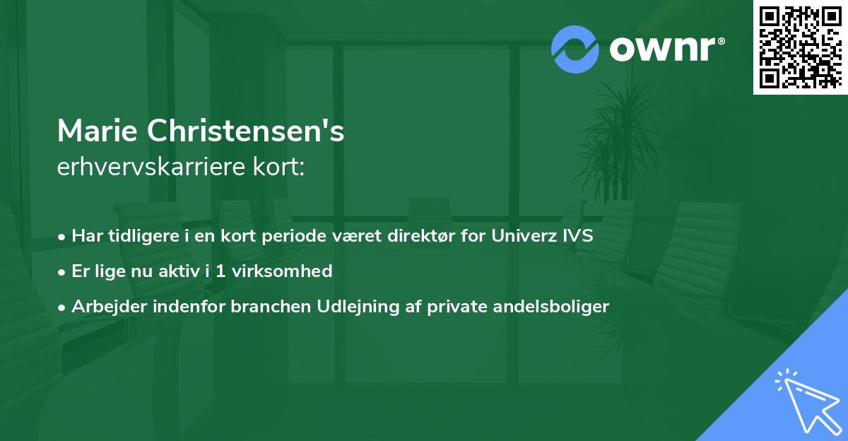Marie Christensen's erhvervskarriere kort