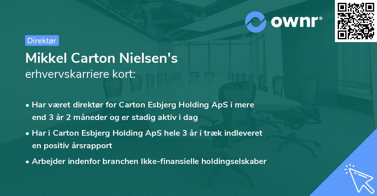 Mikkel Carton Nielsen's erhvervskarriere kort