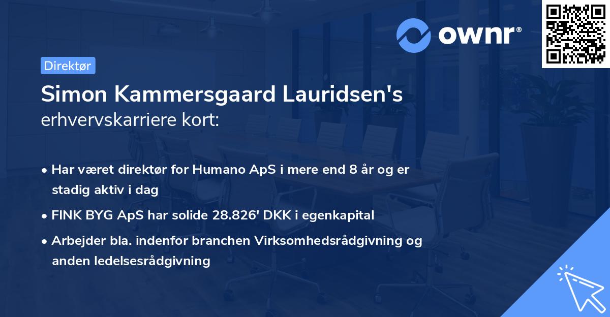 Simon Kammersgaard Lauridsen's erhvervskarriere kort