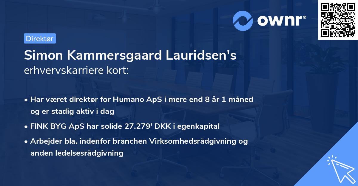 Simon Kammersgaard Lauridsen's erhvervskarriere kort
