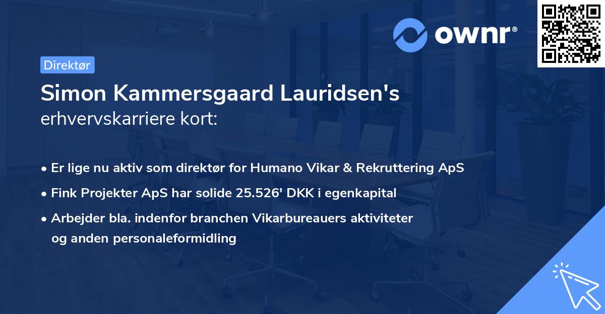 Simon Kammersgaard Lauridsen's erhvervskarriere kort