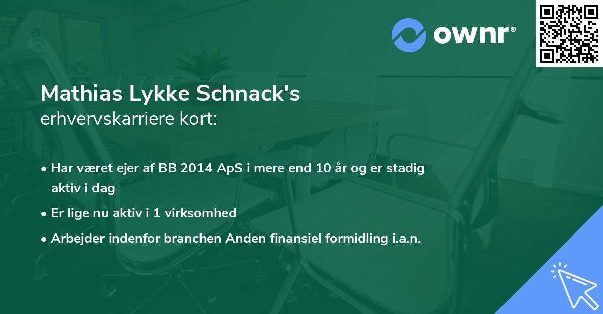 Mathias Lykke Schnack's erhvervskarriere kort