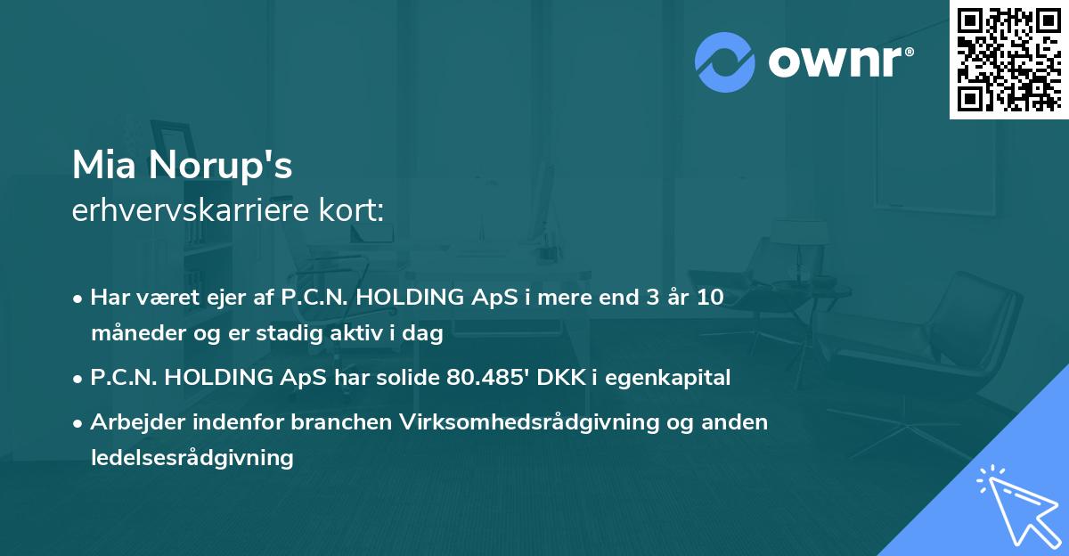 Mia Norup's erhvervskarriere kort