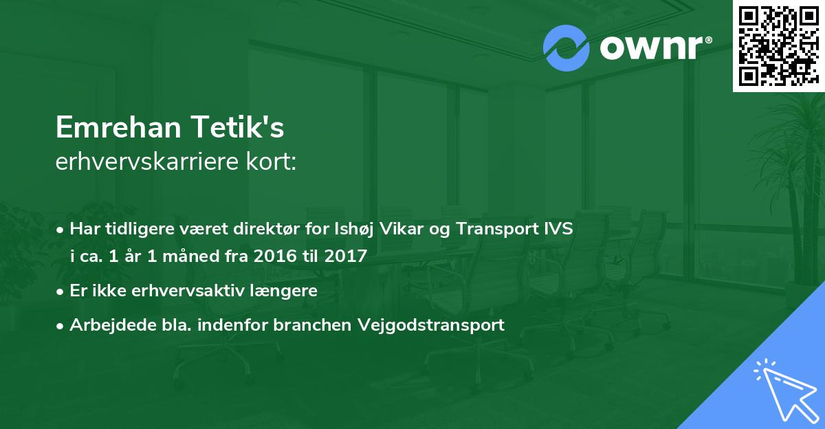 Emrehan Tetik's erhvervskarriere kort