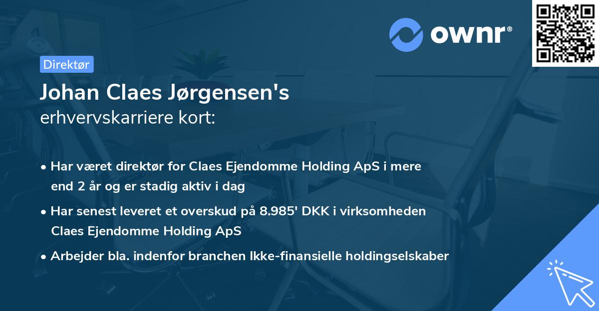 Johan Claes Jørgensen's erhvervskarriere kort
