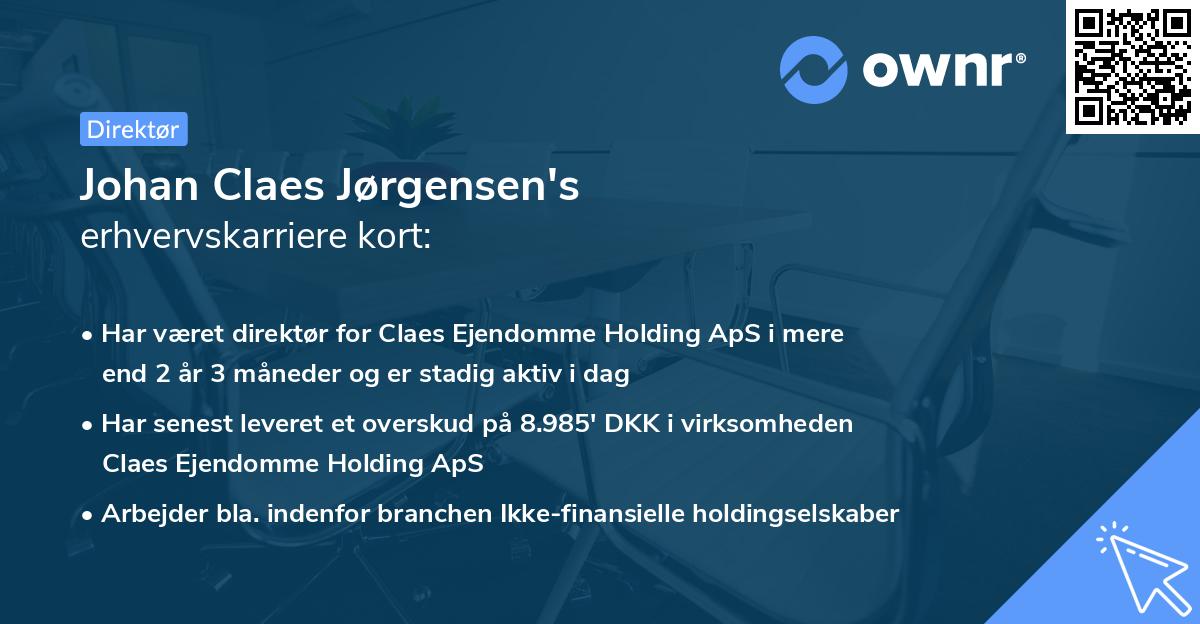 Johan Claes Jørgensen's erhvervskarriere kort