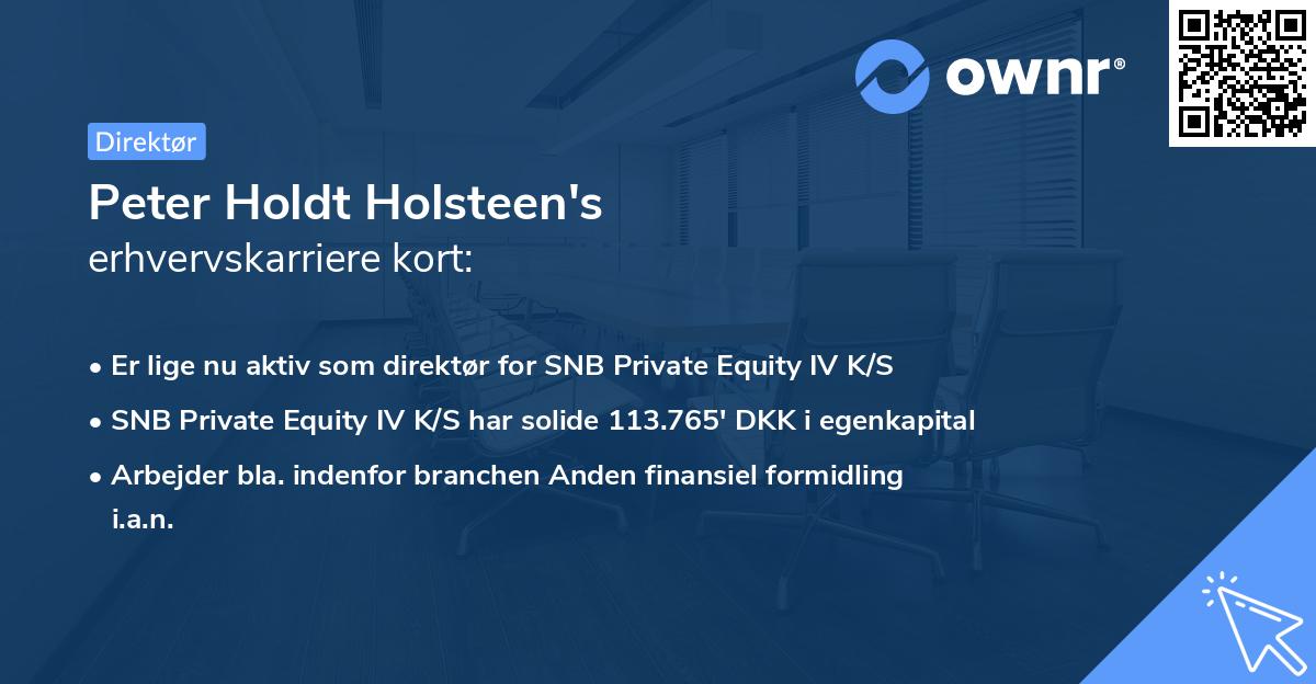 Peter Holdt Holsteen's erhvervskarriere kort