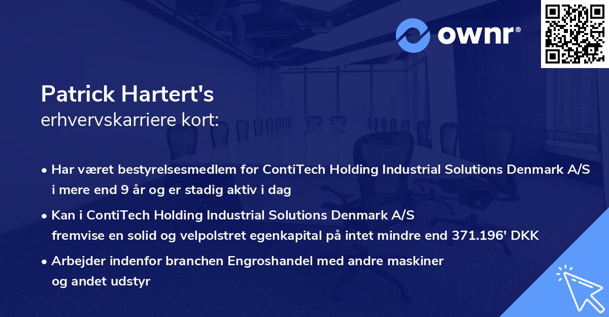 Patrick Hartert's erhvervskarriere kort