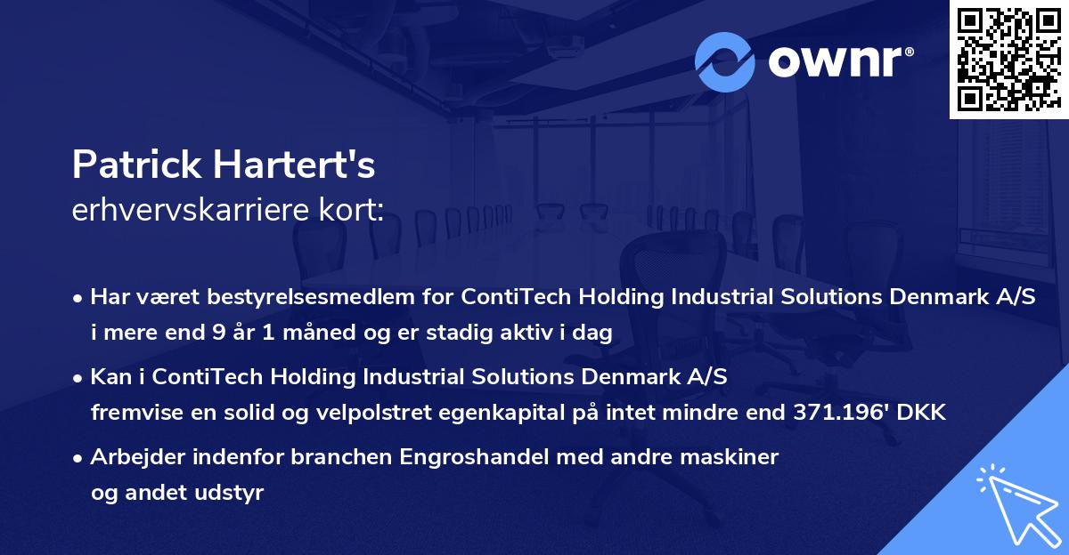 Patrick Hartert's erhvervskarriere kort