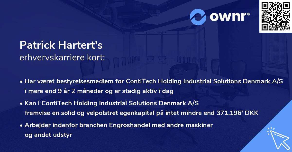 Patrick Hartert's erhvervskarriere kort