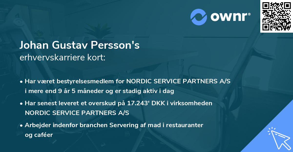 Johan Gustav Persson's erhvervskarriere kort