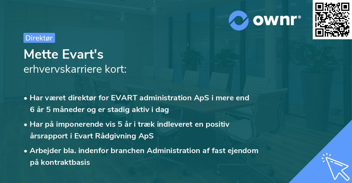 Mette Evart's erhvervskarriere kort