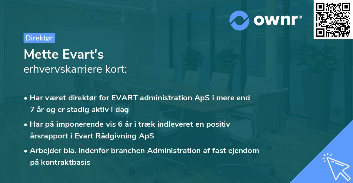 Mette Evart's erhvervskarriere kort