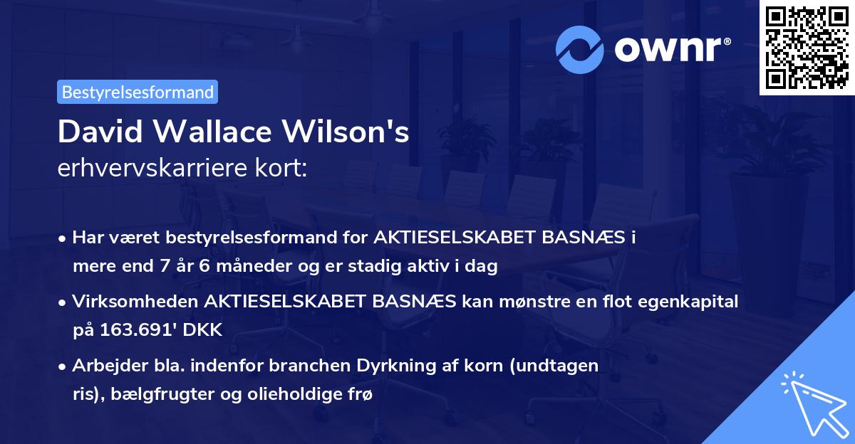 David Wallace Wilson's erhvervskarriere kort