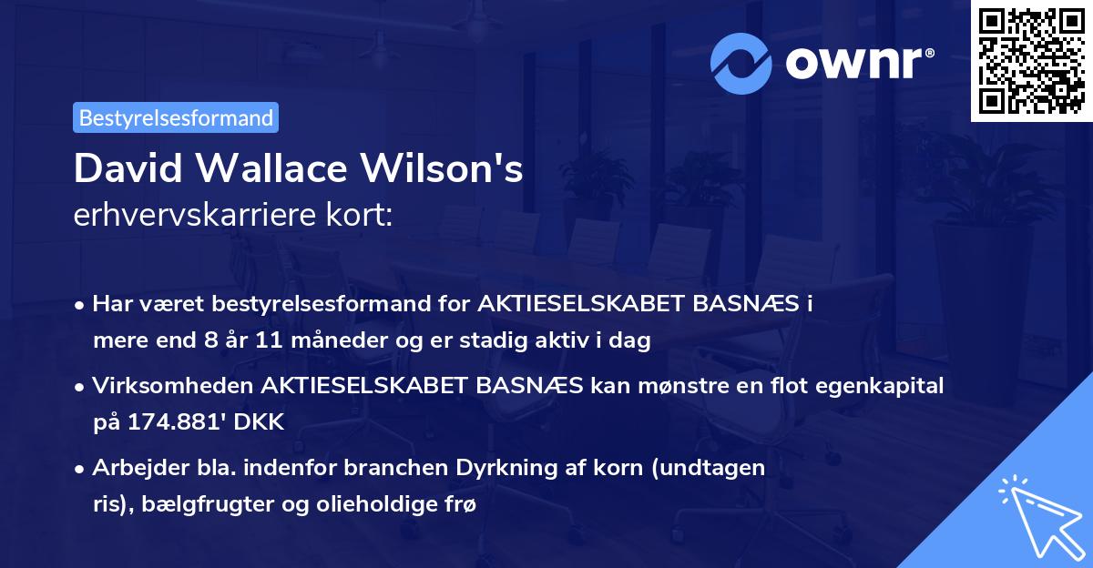 David Wallace Wilson's erhvervskarriere kort