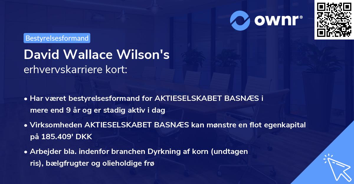 David Wallace Wilson's erhvervskarriere kort