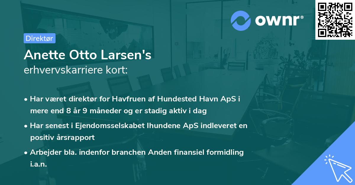 Anette Otto Larsen's erhvervskarriere kort