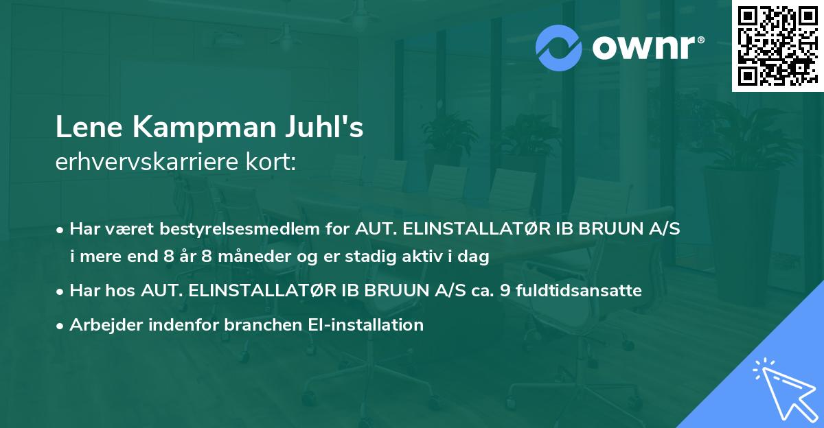 Lene Kampman Juhl's erhvervskarriere kort