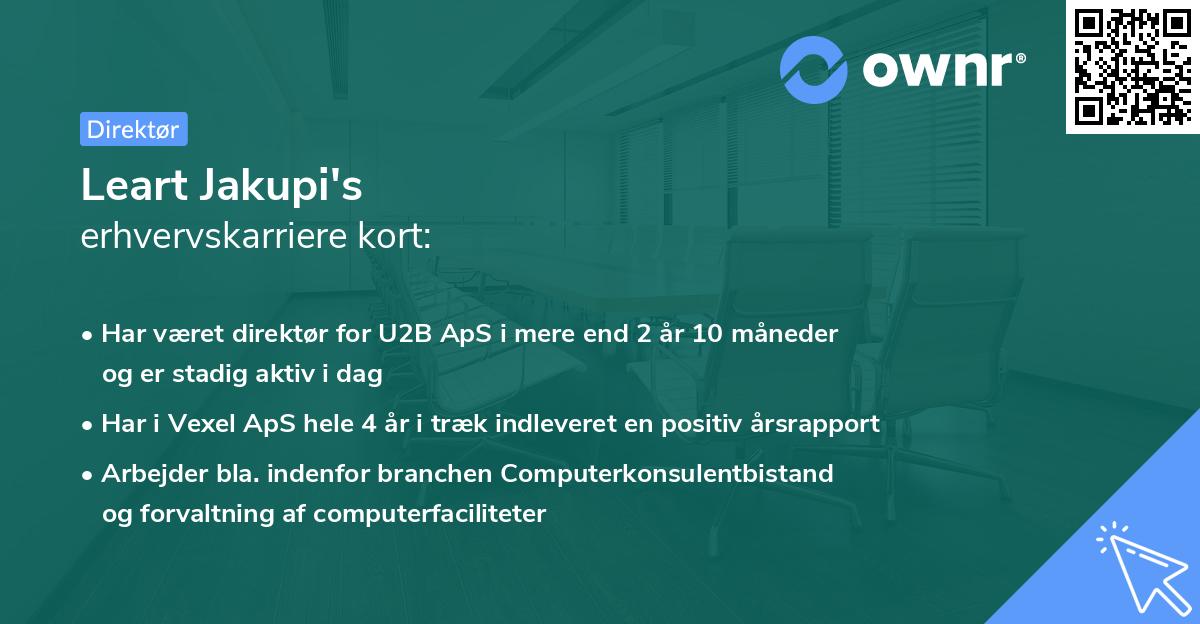 Leart Jakupi's erhvervskarriere kort