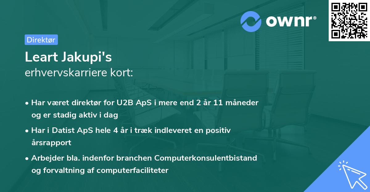Leart Jakupi's erhvervskarriere kort