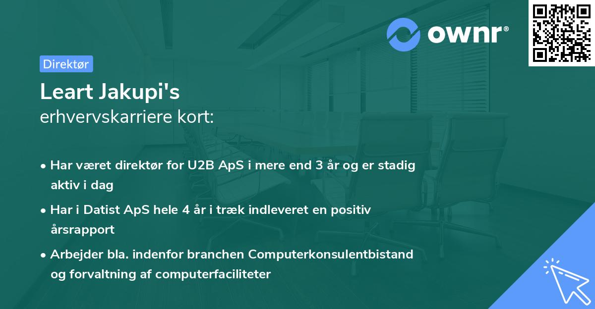 Leart Jakupi's erhvervskarriere kort