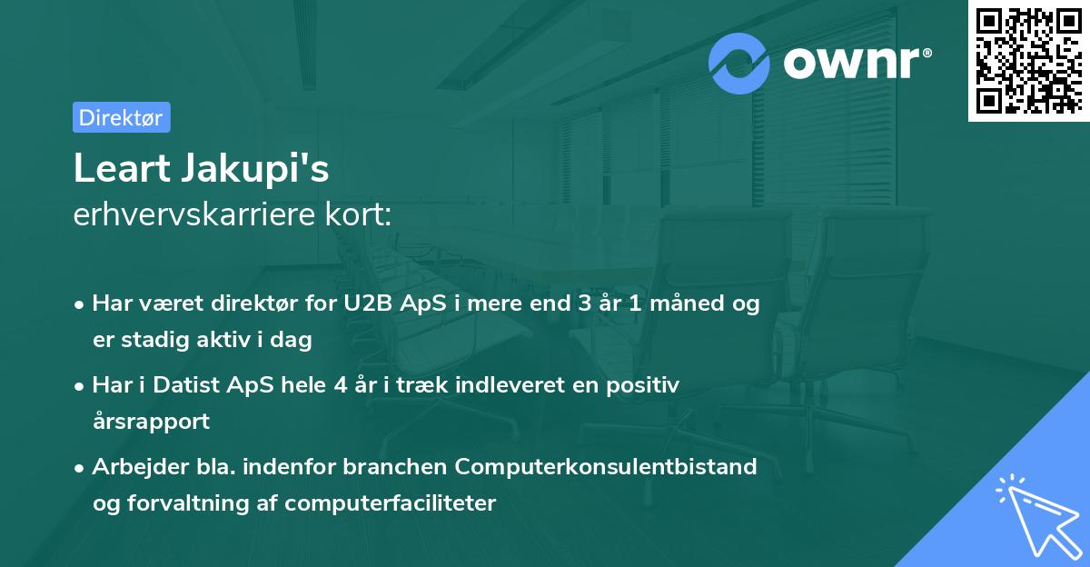 Leart Jakupi's erhvervskarriere kort