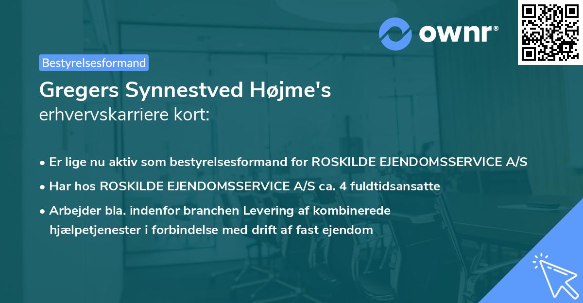 Gregers Synnestved Højme's erhvervskarriere kort