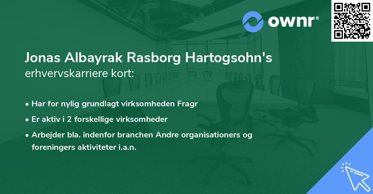 Jonas Albayrak Rasborg Hartogsohn's erhvervskarriere kort