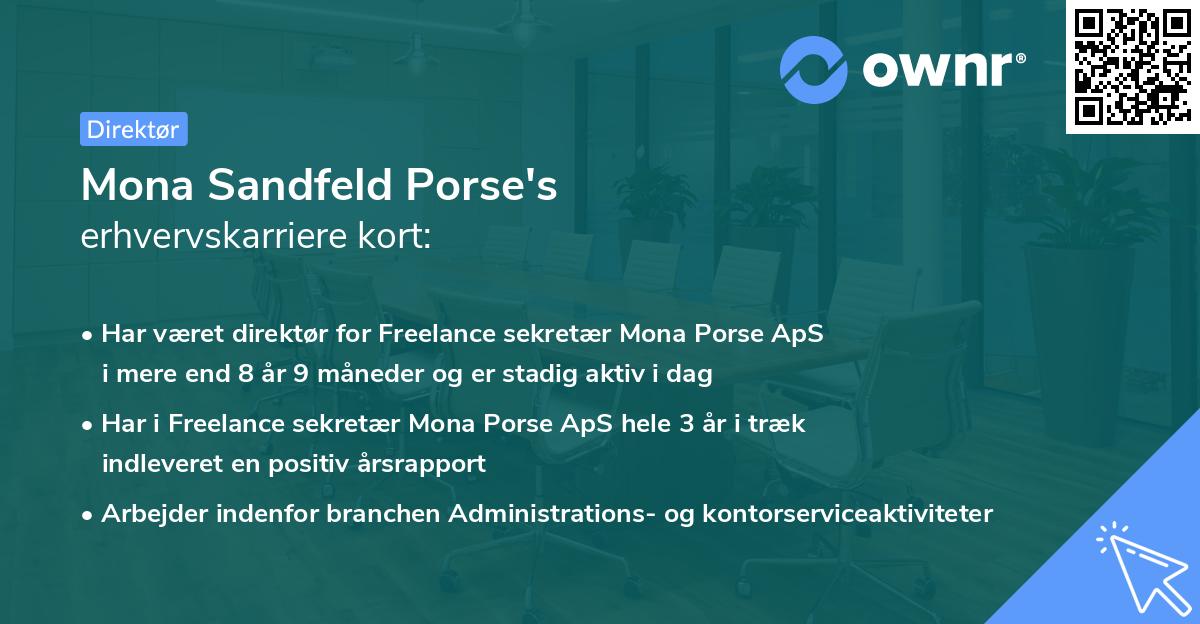 Mona Sandfeld Porse's erhvervskarriere kort