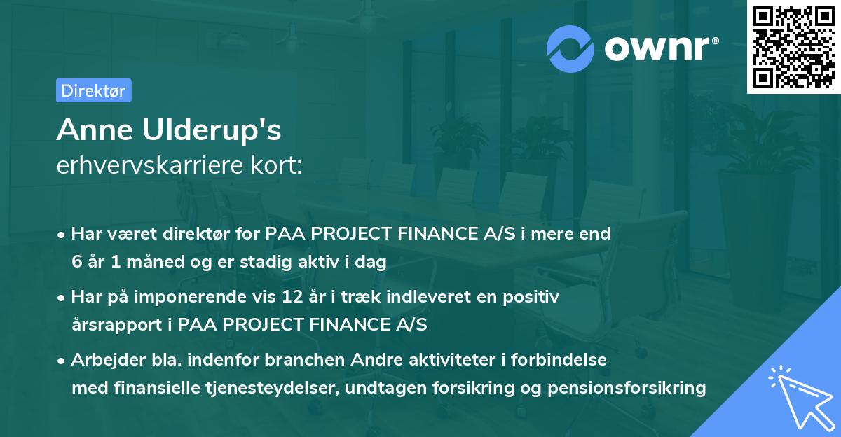 Anne Ulderup's erhvervskarriere kort