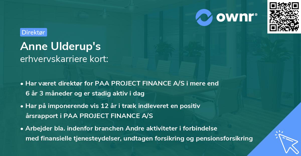 Anne Ulderup's erhvervskarriere kort
