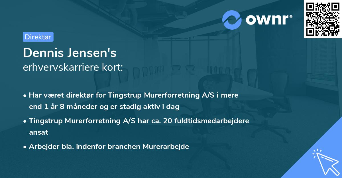 Dennis Jensen's erhvervskarriere kort