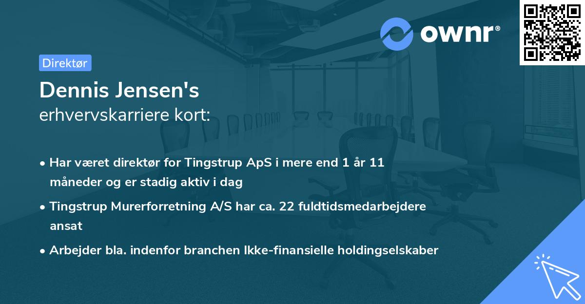 Dennis Jensen's erhvervskarriere kort