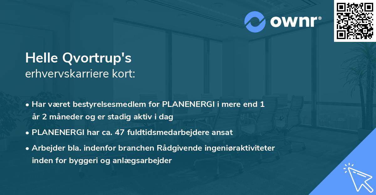Helle Qvortrup's erhvervskarriere kort