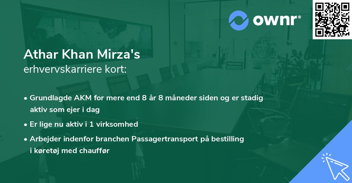 Athar Khan Mirza's erhvervskarriere kort