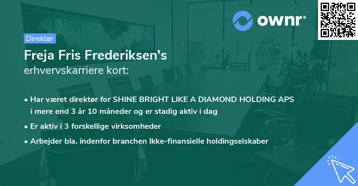 Freja Fris Frederiksen's erhvervskarriere kort