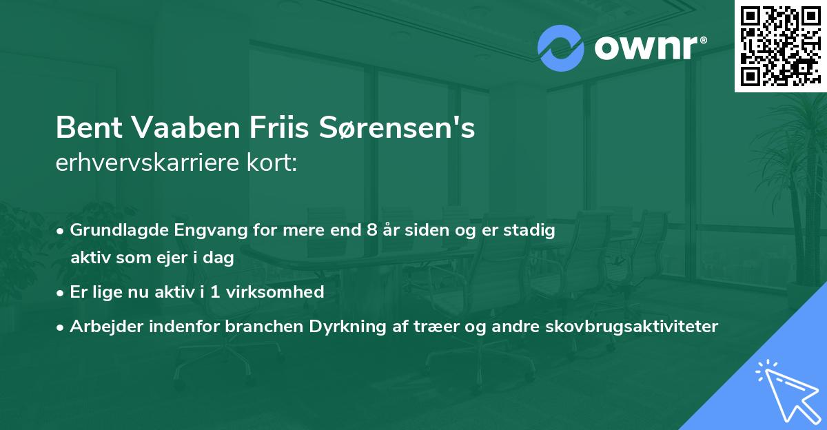 Bent Vaaben Friis Sørensen's erhvervskarriere kort