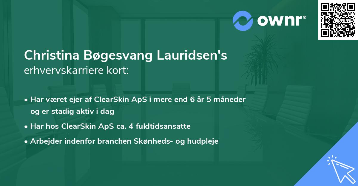Christina Bøgesvang Lauridsen's erhvervskarriere kort