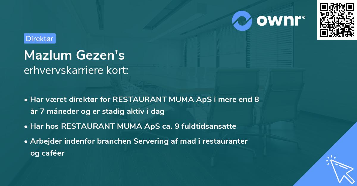 Mazlum Gezen's erhvervskarriere kort