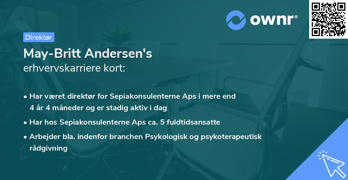 May-Britt Andersen's erhvervskarriere kort