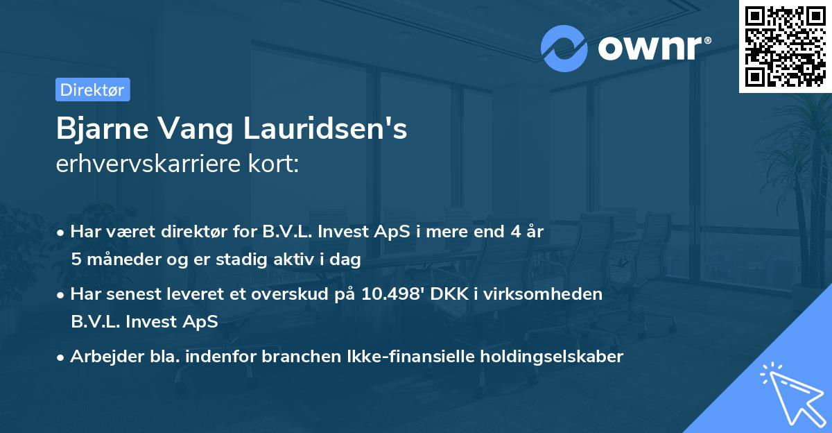 Bjarne Vang Lauridsen's erhvervskarriere kort